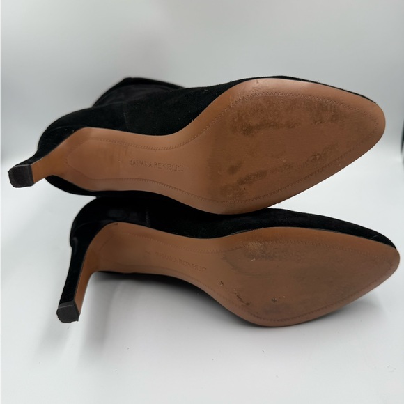 Banana Republic Black Suede Slouch Heeled Boots Pointed Toe Size 7 - Picture 5 of 6